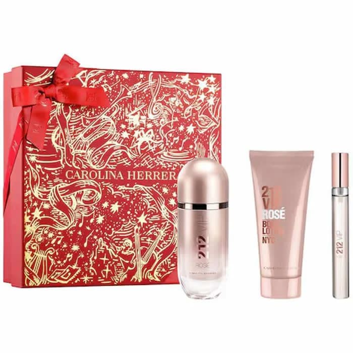 Carolina Herrera 212 Vip Rose Eau De Parfum Spray 80ml Set 3 Parti