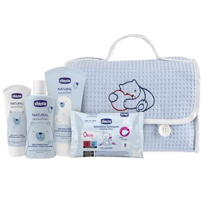 Chicco Borsa Piqué Blu Set 4 Pezzi