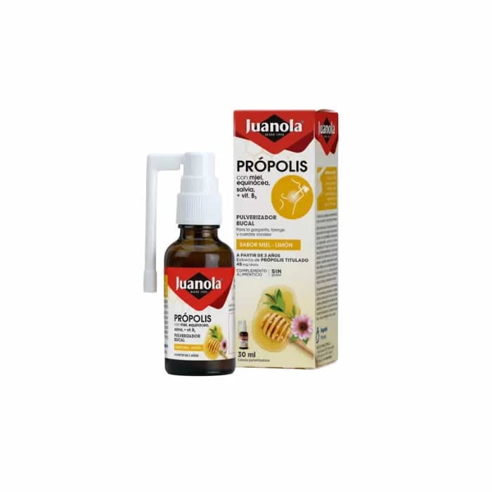 Juanola Propoli con Miele, Echinacea, Salvia+ Vitamina B3 Spray per la Bocca 30ml
